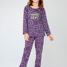 Zeyo Girls Pure Cotton Graphic Printed Night suit-picture-25