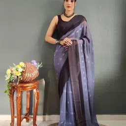 DIVASTRI Floral Satin Ready to Wear Jamdani Saree-picture-10