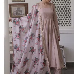 Women Basket Women Floral Regular Gotta Patti Kurta with Trousers & With Dupatta image 4