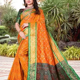 AKSH FASHION Bandhani Printed Pure Silk Patola Saree-picture-28