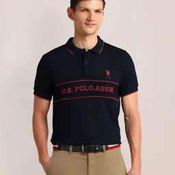 U.S. Polo Assn. Men Brand Logo Printed Polo Collar Cotton Slim Fit T-shirt-picture-35