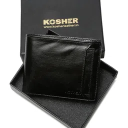 Kosher Men Leather Two Fold Wallet image 2