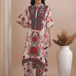 FASHOR Floral Printed Muslin Silk Top With Palazzo Co-Ords-image-88