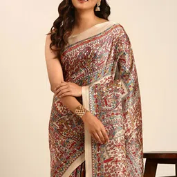 Taashi Kalamkari Printed Tussar Saree image 5