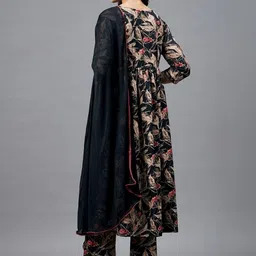 Machla Women Floral Printed Empire Pure Cotton Kurta & Palazzo With Dupatta image 3
