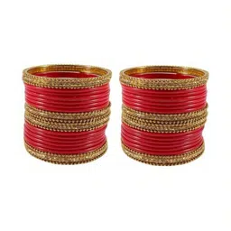 Only Offers Set Of 40 Red Glass Artificial Stones & Beads Bangle image 2