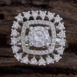 Kushal's Fashion Jewellery Rhodium-Plated Zircon Studded Finger Ring-picture-13