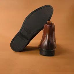 The Brown Hide Men's Mid-Top Chelsea Boots image 3
