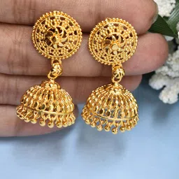 MEIRA JEWELLERY Ghungroo Beaded Dome Shaped Jhumkas-picture-24