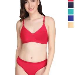 Liigne Pack Of 5 Women Everyday Padded Bra Pure Cotton Lingerie Set-picture-23