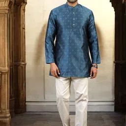 TATTVA Men Geometric Thread Work Kurta image 1