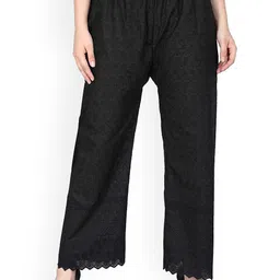 SRISARAS Women Ethnic Motifs Embroidered Wide Leg Cotton Palazzos-image-96