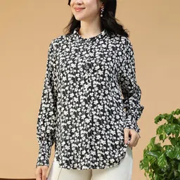 Oxolloxo Floral Print Mandarin Collar Top image 3