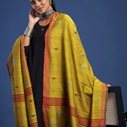 Taavi Geometric Woven Design Pure Cotton Jamdani Dupatta image 5