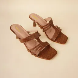 Rubeezz Women Textured Kitten Heels Sandals-picture-18