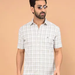 Crimsoune Club Men Classic Slim Fit Tartan Checked Cotton Casual Shirt-picture-13