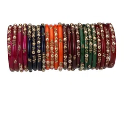 Somil Women Set of 28 Multicolored Handcrafted Glass Bangles image 4