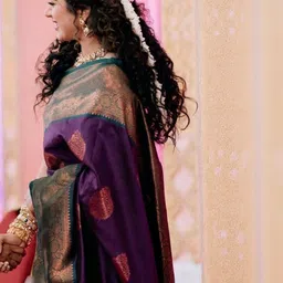 THE AQUARIUS Woven Design Zari Silk Blend Handloom Saree image 4