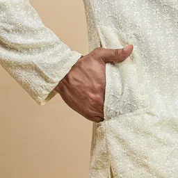 Pro-Ethic STYLE DEVELOPER Men Floral Embroidered Sequinned Jacquard Straight Kurta image 5