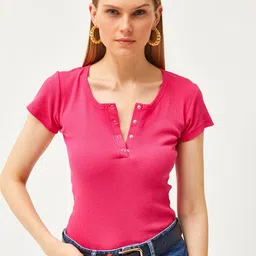 Olalook Women Round Neck Fitted Regular Top-image-40