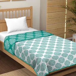 tundwal's Blue & White Floral Printed AC Room 210 GSM Cotton Single Bed Dohar-image-56