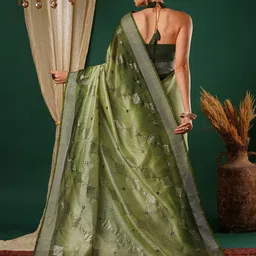 Satrani Ombre Sequinned Pure Silk Saree image 3