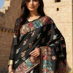 Anouk Rustic Paisley Embroidered Zari Banarasi Saree image 4