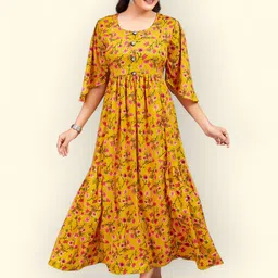 PAMPER YOURSELF Floral Print Georgette Fit & Flare Maxi Dress-picture-12