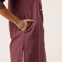 FERANOID Mandarin Collar Regular Straight Kurta image 4