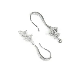 PRIVIU Silver-Plated American Diamond Studded Dome Shaped Jhumkas image 2