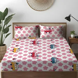 WEAVE AND DECOR White Conversational 300 TC Bedsheet with 2 Pillow Covers-picture-22