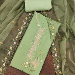 HERE&NOW Floral Embellished Sequinned Unstitched Dress Material-picture-43