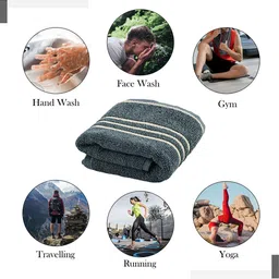 Kuber Industries Grey & Beige 3 Pcs Striped Cotton 450 GSM Bath Towel image 5