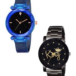 CSAMON Unisex Pack Of 2 Analogue Watch GR_379_Blue_4_Prizam_King-picture-16