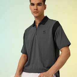 HRX by Hrithik Roshan Paneled Contrast Polo Collar Lifestyle T-shirt-picture-24