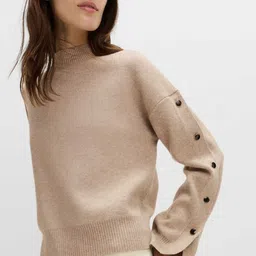 Marks & Spencer Women High Neck Button Detail Pullover-image-58
