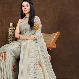 KALINI Bandhani Printed Zari Brasso Saree image 3