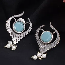 PUJVI Artificial Stones Studded & Beads Beaded Contemporary Drop Earrings-picture-11
