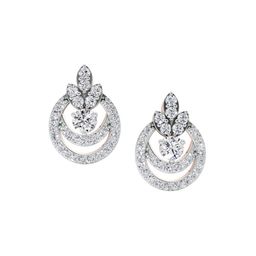Sparkles Lab Grown Diamond 0.91 Carat Round Shape Diamond Halo Cluster Stud Earrings 14K-picture-0