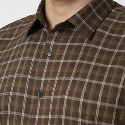 Van Heusen Windowpane Checks Spread Collar Slim Fit Formal Shirt image 4