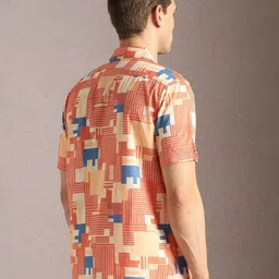 Louis Philippe Jeans Printed Spread Collar Short Sleeves Cotton Slim Fit Shirt image 5