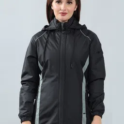 SPIRITTED Women Colourblocked Zip Detail Hooded Lightweight Sporty Jacket-picture-10