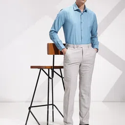 INVICTUS Men Self Design Checked Formal Trousers image 4