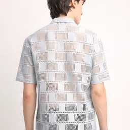 Voroxy Men Comfort Cuban Collar Textured Polycotton Relaxed Fit Casual Shirt image 4