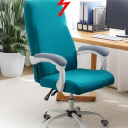 HOKIPO Dark Cyan 140 GSM Stretchable Executive High Back Chair Cover image 4