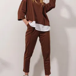 Trend Alacati stili Colourblocked Long Sleeves Top With Trousers image 3