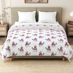 INDRA'S Red & White Printed Cotton Heavy Winter 150 GSM Quilt-picture-26