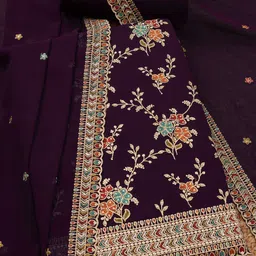 Soch Floral Embroidered Sequinned Georgette Unstitched Dress Material-picture-22