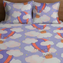 WEAVE AND DECOR Purple Conversational 300 TC King Bedsheet with 2 Pillow Covers image 5