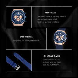 Carnaer Men Embellished Dial & Wrap Around Straps Analogue Watch CN-8310-Blu-RsGld image 4